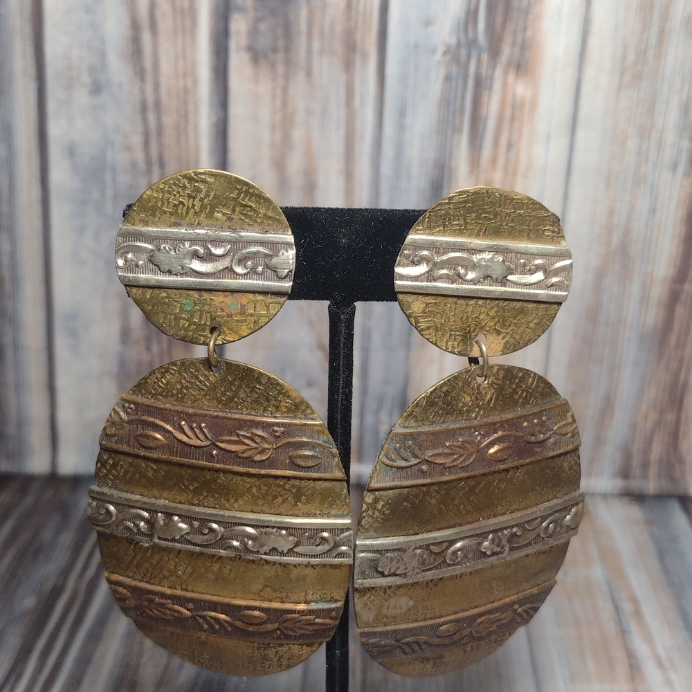 Gold and Silver Textured Earrings